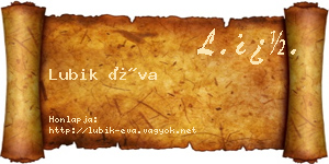 Lubik Éva névjegykártya