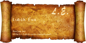 Lubik Éva névjegykártya